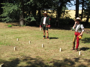 Mittelalterliches Spiel mit Holzklötzen
