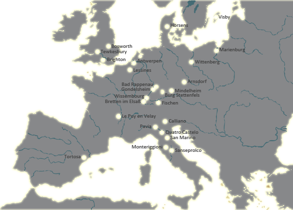 Eine Karte von bereits besuchten Orten in Europa
